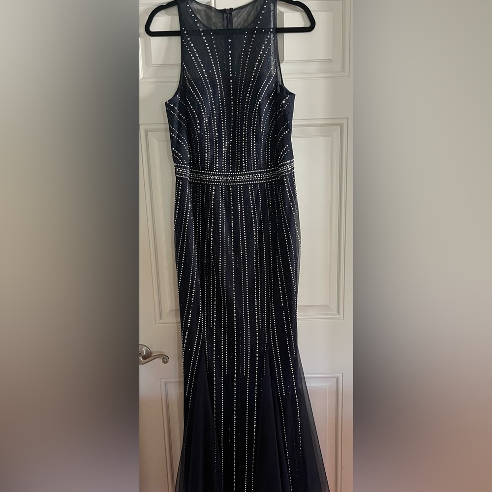 Cachet Mother of the Bride size 12. Navy blue/silver.